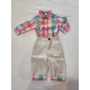 Gap Baby Boys Pastel Plaid Outfit Sz 6-12M